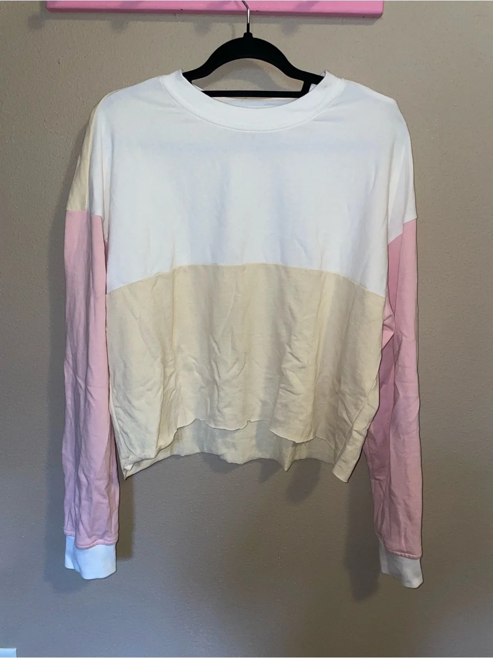 Goodfellow & Co Crewneck Colorblock Sweater in White, Cream & Light Pink